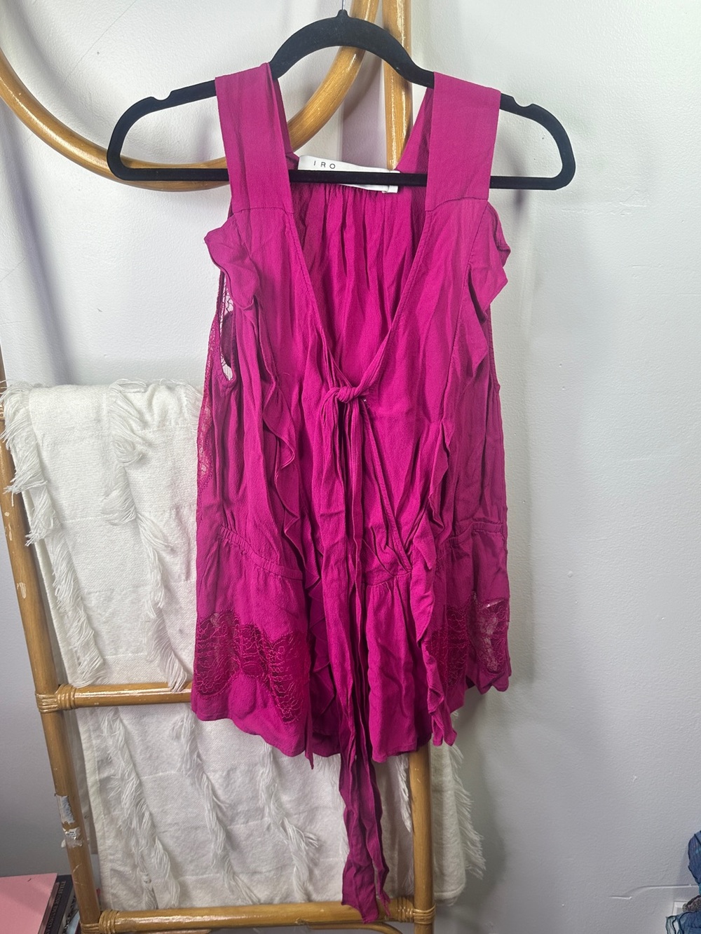 IRO Pink Lace Tie Tank Top Blouse sz 38